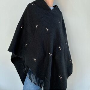 Black Dachshund Embroidered Poncho